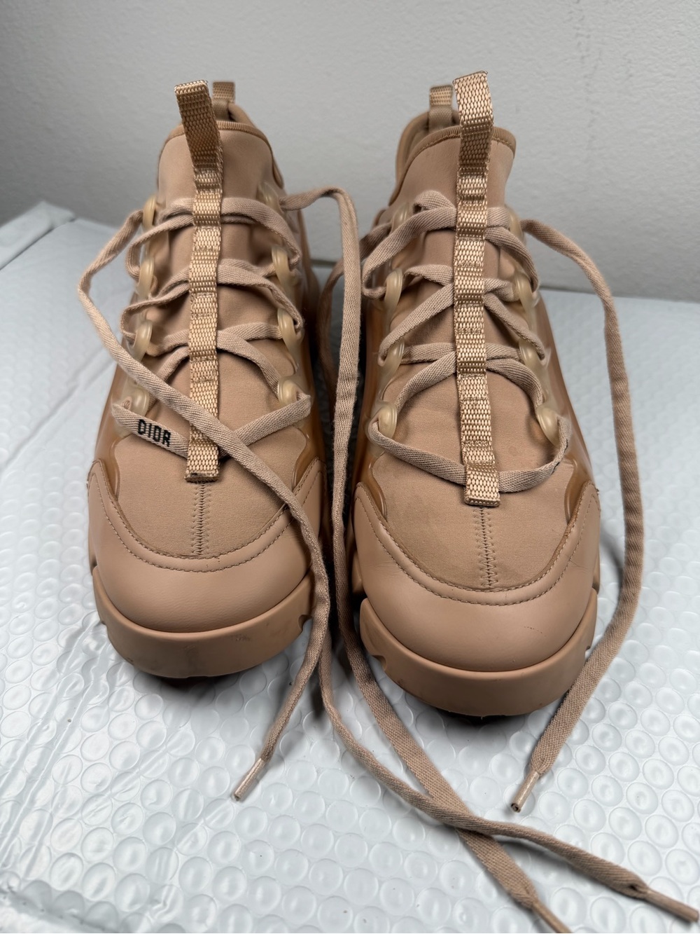 Christian Dior D-Connect Sneakers Beige Nude Monochrome Women’s EU 38 US 7.5